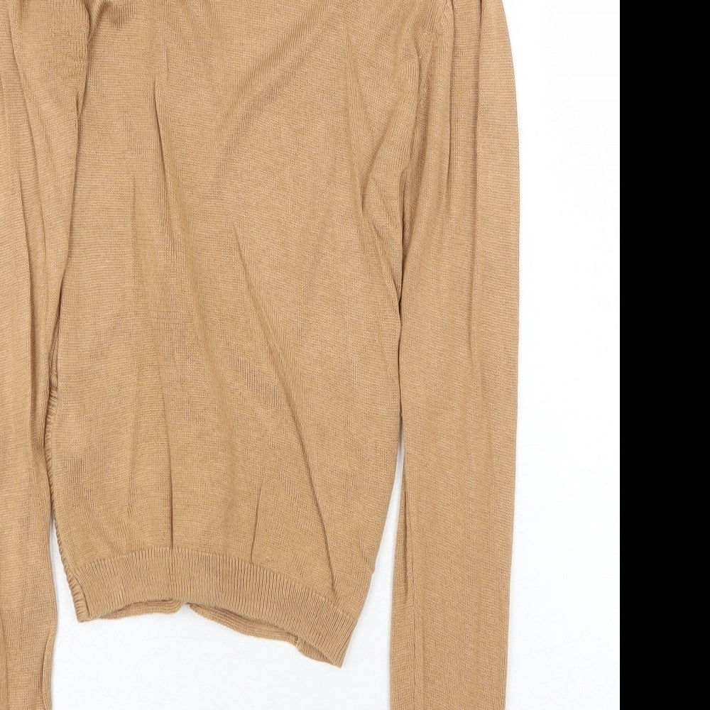 Topshop Womens Beige V-Neck Viscose Pullover Jumper Size 10