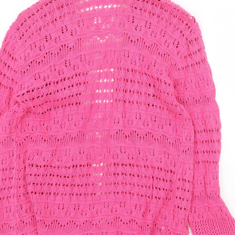 Casamia Womens Pink V-Neck Cotton Cardigan Jumper Size S