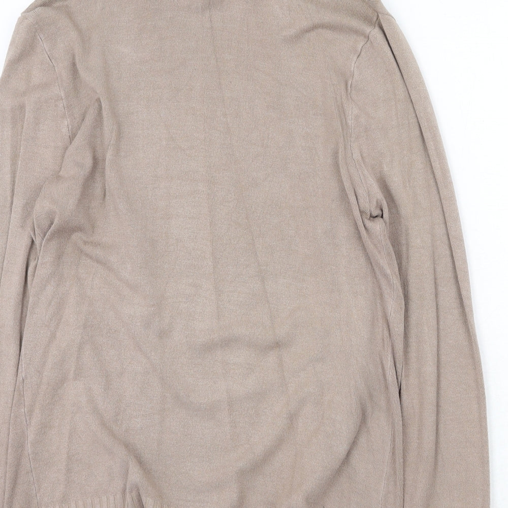 Apricot Womens Beige Collared Acrylic Cardigan Jumper Size S - Open