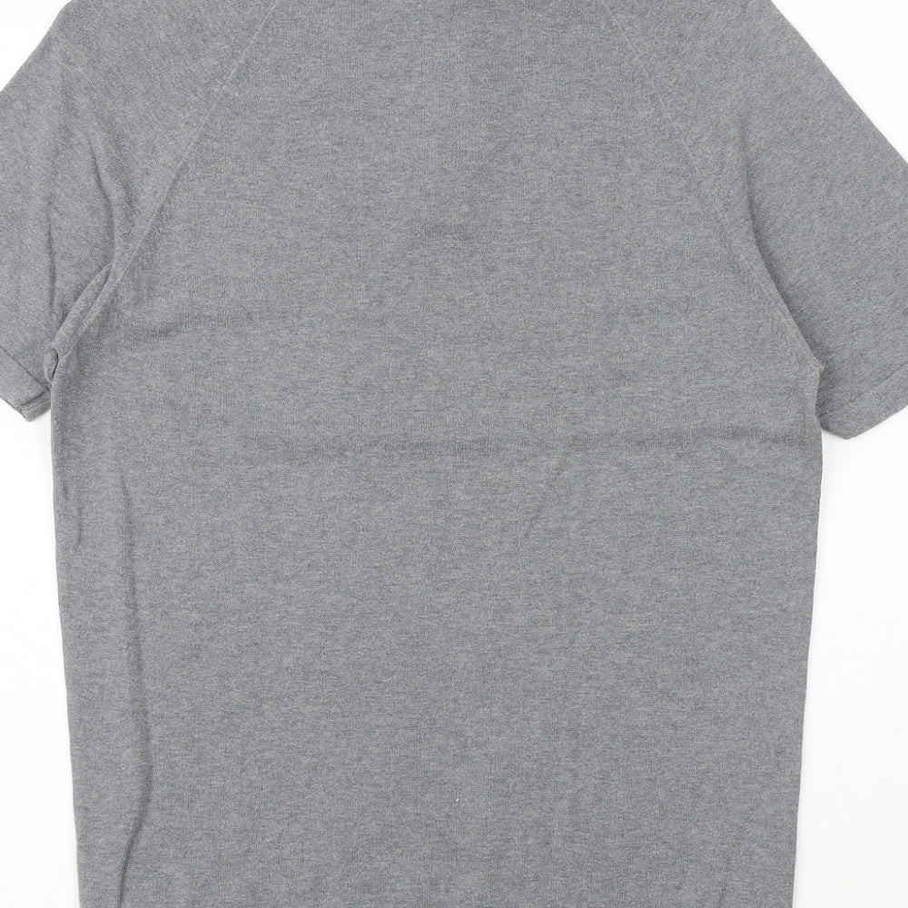 Remus Uomo Mens Grey 100% Cotton Polo Size M Collared Button