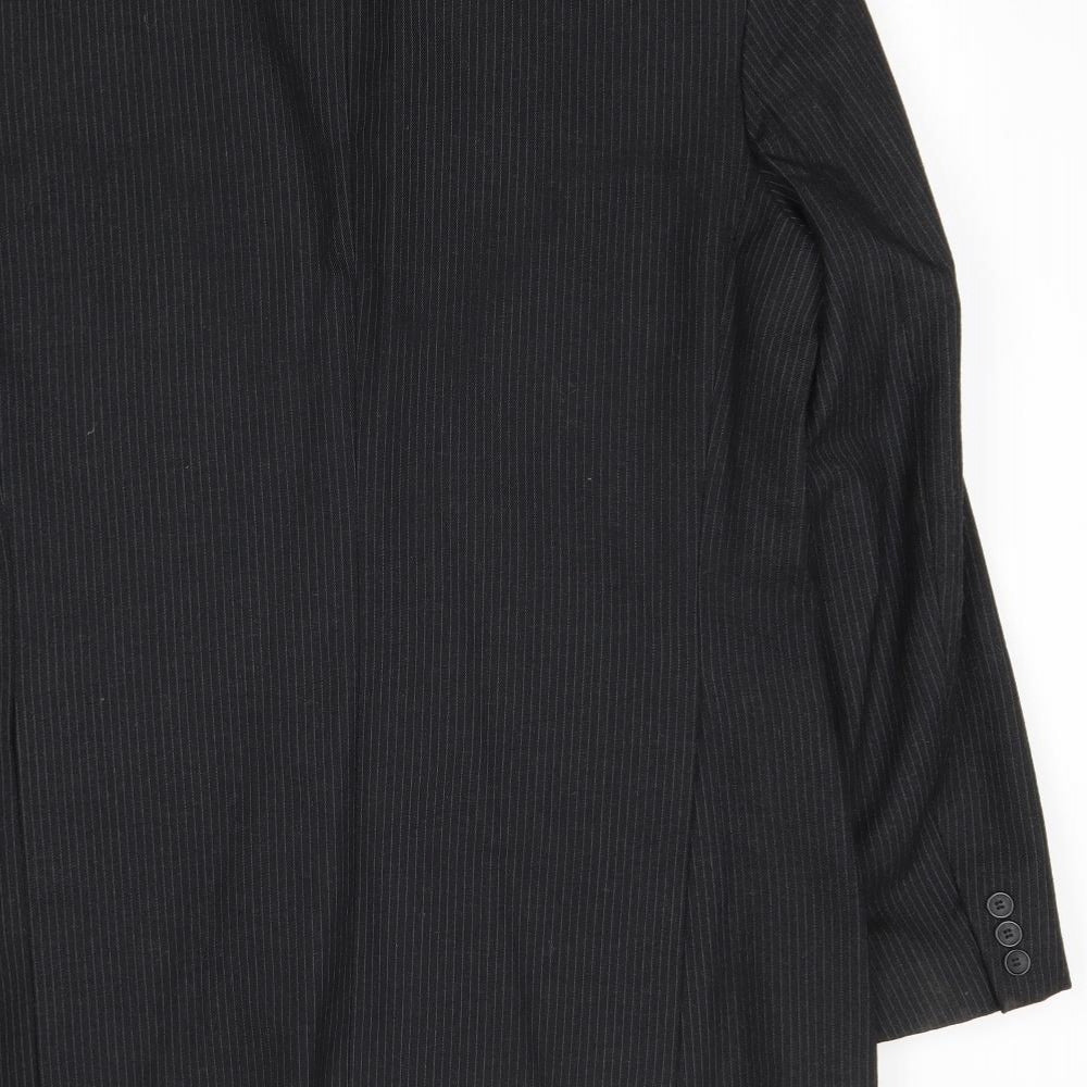 C&A Mens Black Striped Wool Jacket Suit Jacket Size 40 Regular