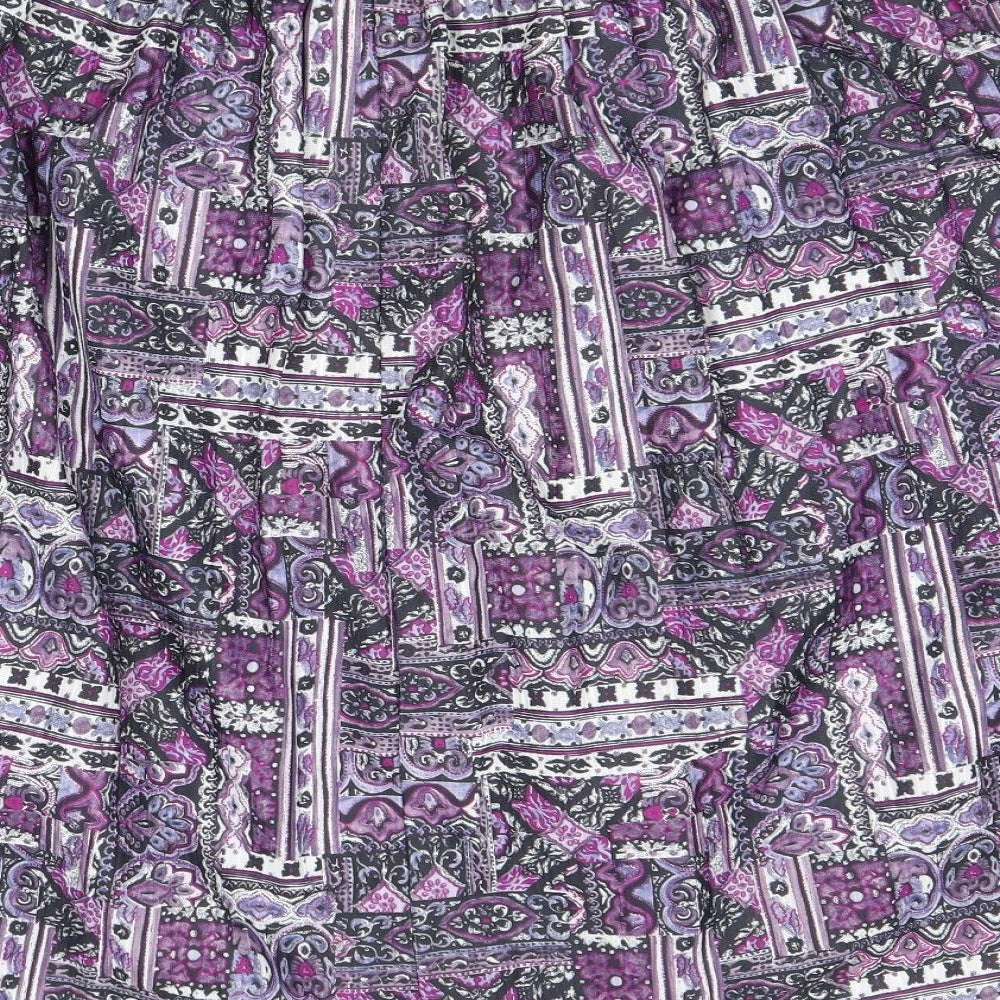 Preworn Womens Pink Geometric Polyester A-Line Skirt Size L