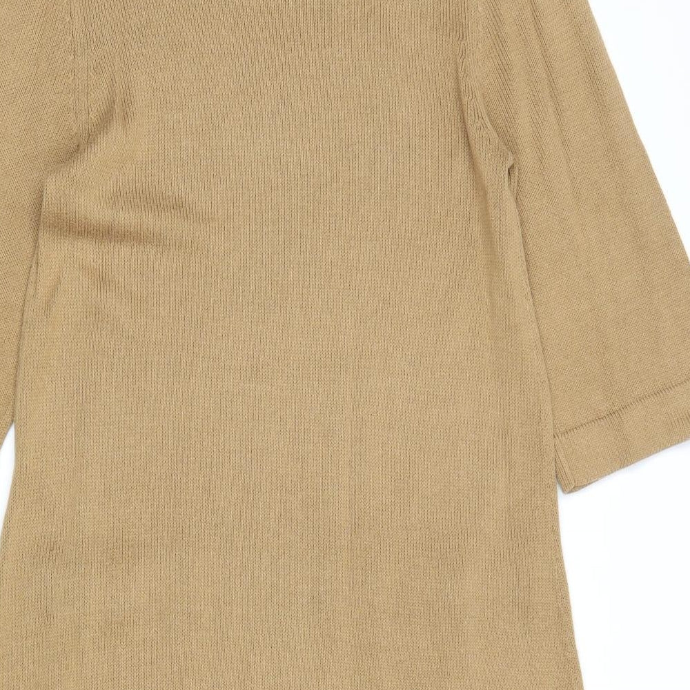 H&M Womens Brown Scoop Neck Acetate Pullover Jumper Size M