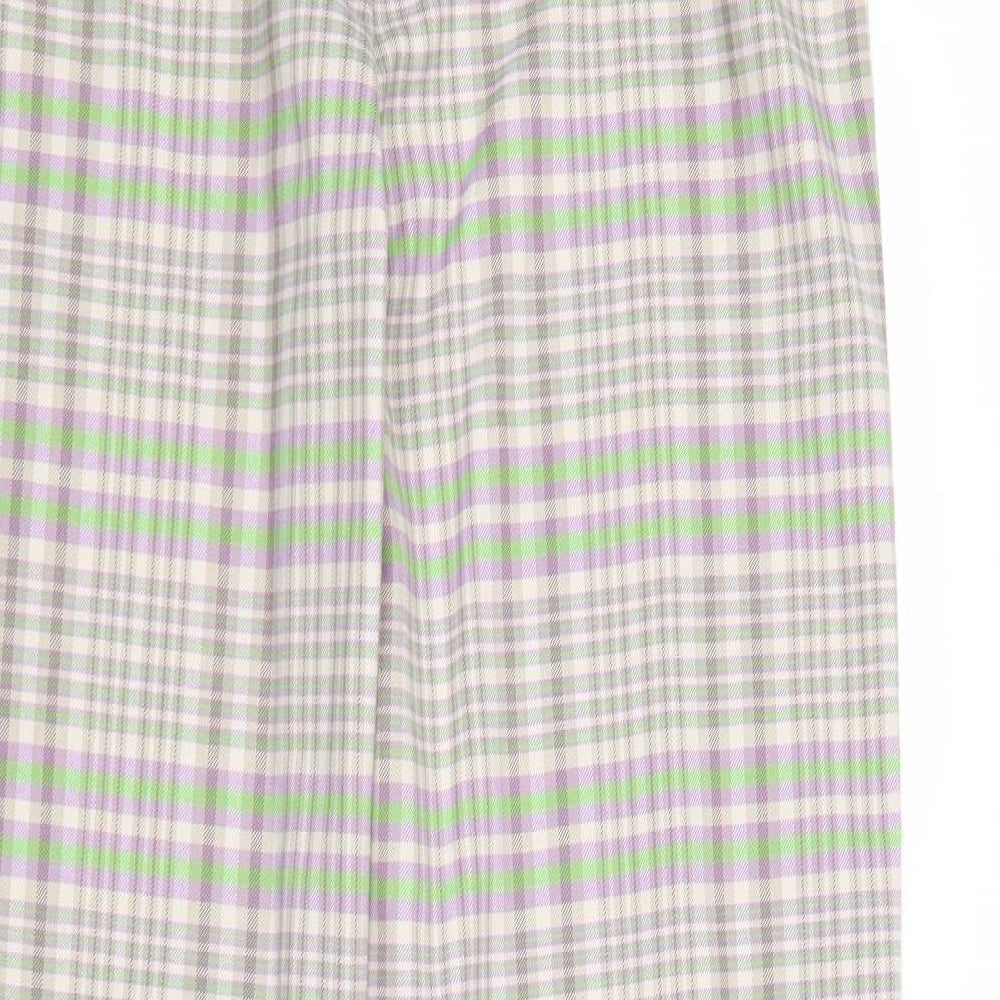 COLLUSION Womens Multicoloured Plaid Cotton Trousers Size 16 Regular Zip - Side Stripe Detail