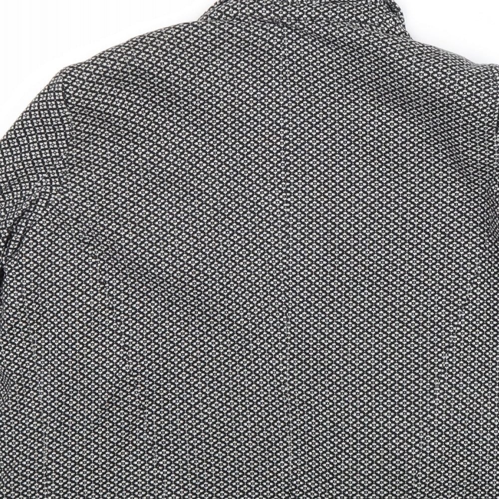 Topshop Womens Black Geometric Jacket Blazer Size 10 - Open