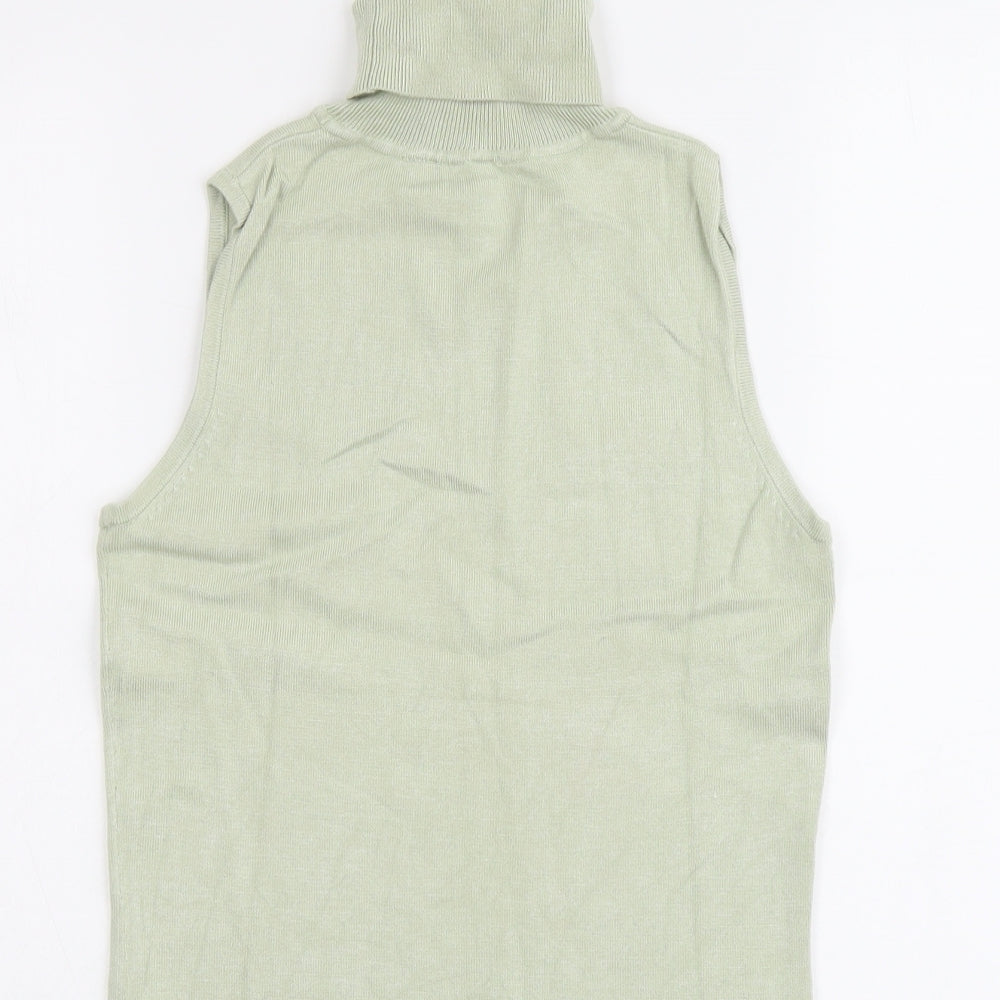 Etoile Womens Green Viscose Basic Tank Size M Roll Neck