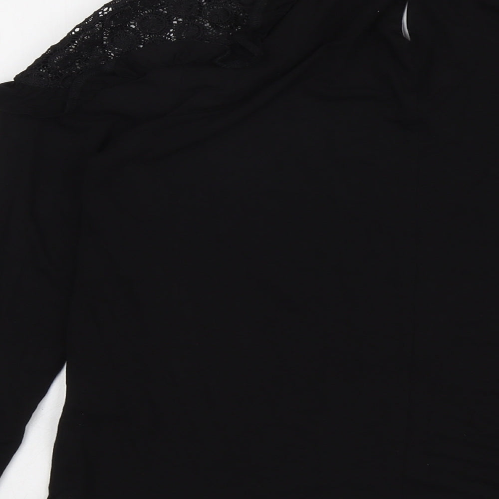 V By Very Womens Black Viscose Basic Blouse Size 10 Round Neck