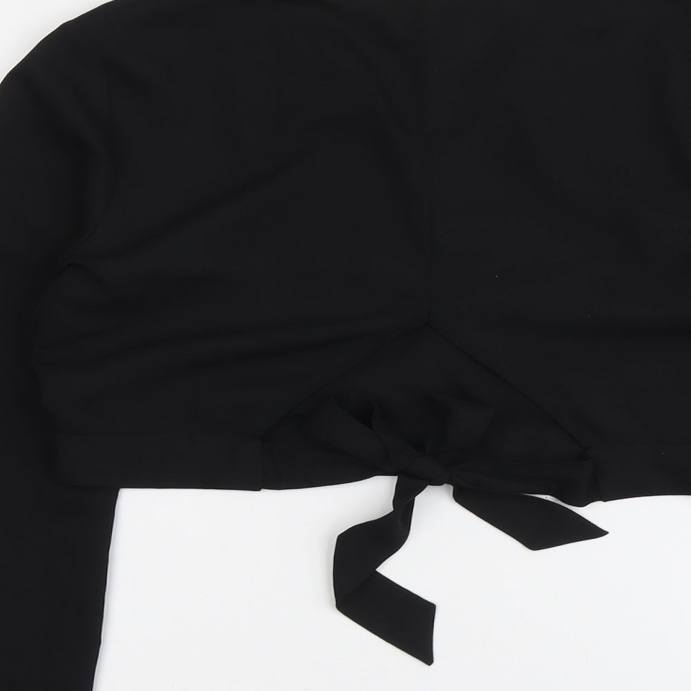 Miss Selfridge Womens Black Polyester Basic Blouse Size 10 V-Neck