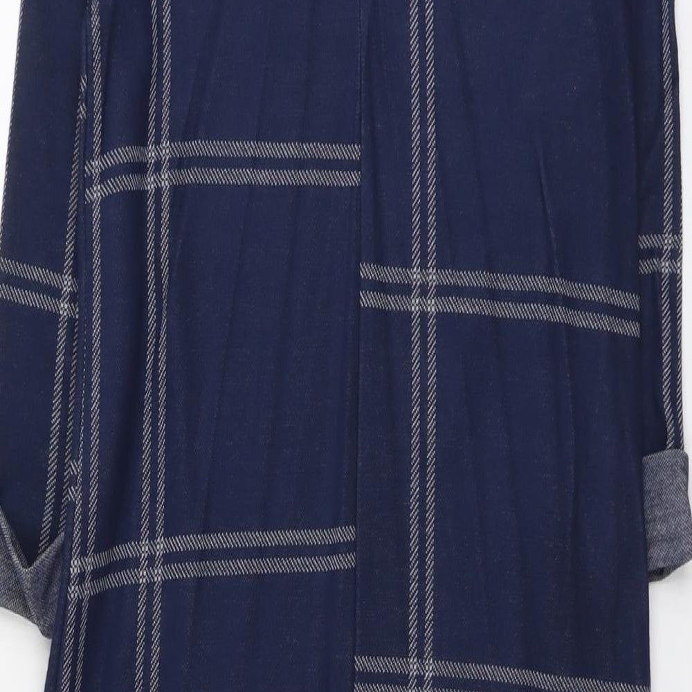 Atmosphere Womens Blue Check Polyester A-Line Size 6 Boat Neck Pullover