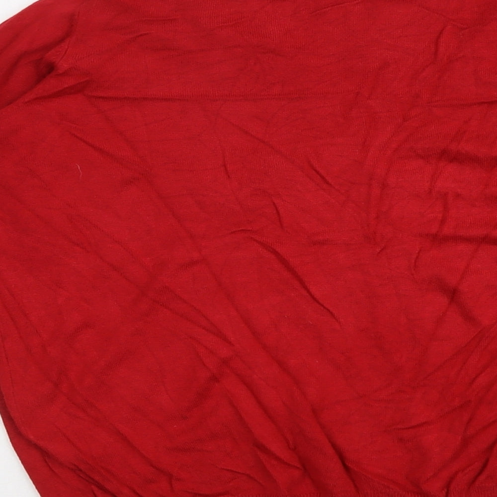 Marks & Spencer Womens Red V-Neck Viscose Pullover Jumper Size 18