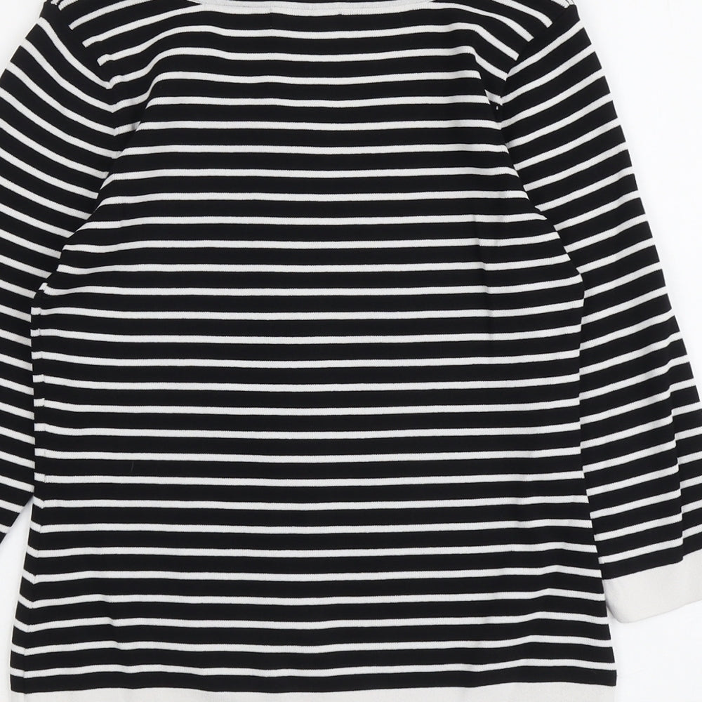 Sky Womens Black Scoop Neck Striped Viscose Pullover Jumper Size XS