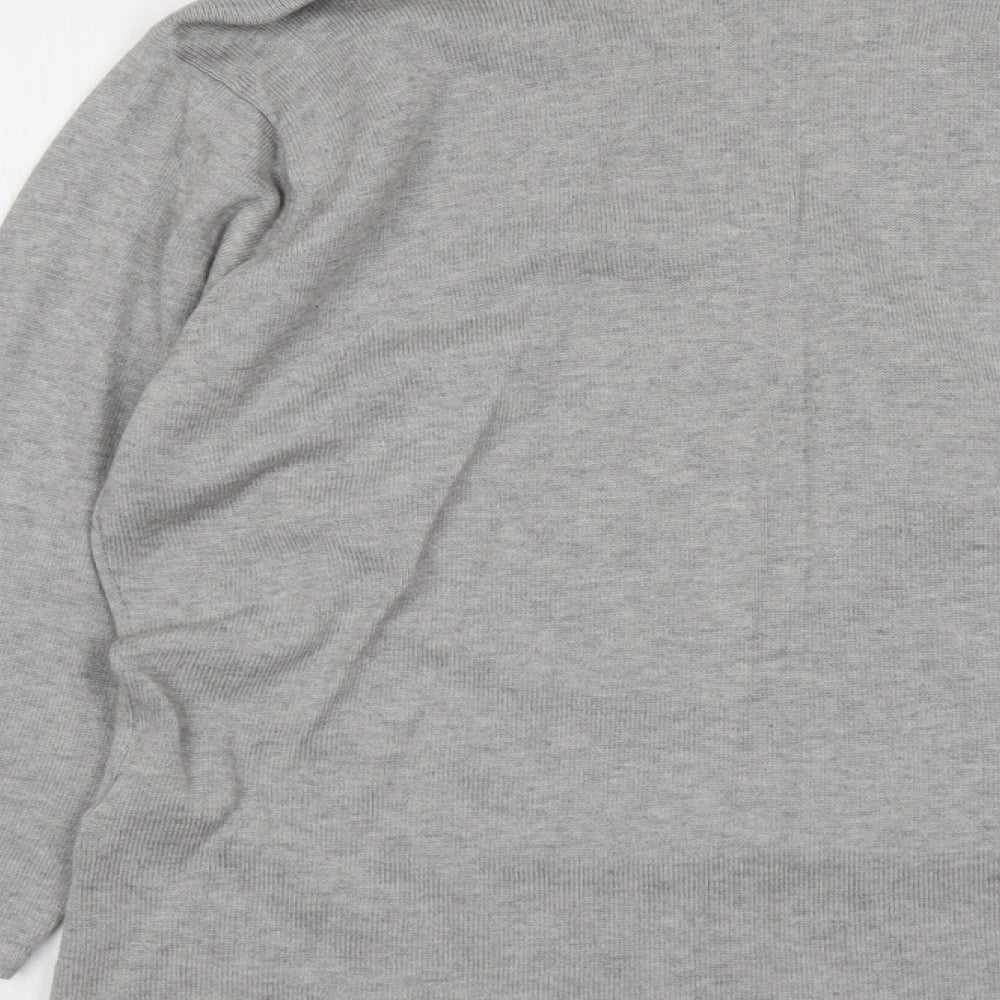 Signature Womens Grey V-Neck Cotton Pullover Jumper Size XL - Floral Detail