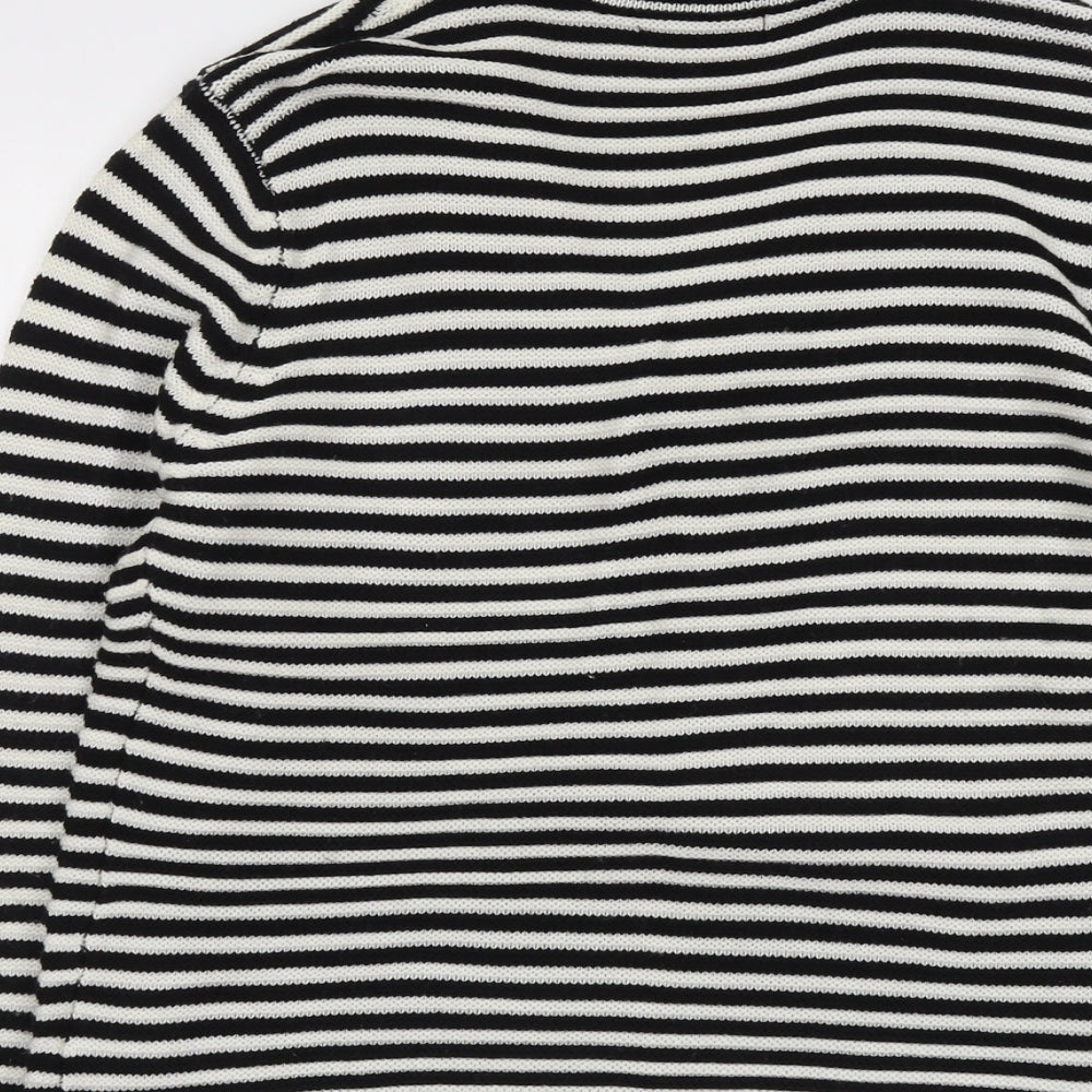 Just Elegance Womens Black Collared Striped Acrylic Cardigan Jumper Size L - Size L/XL