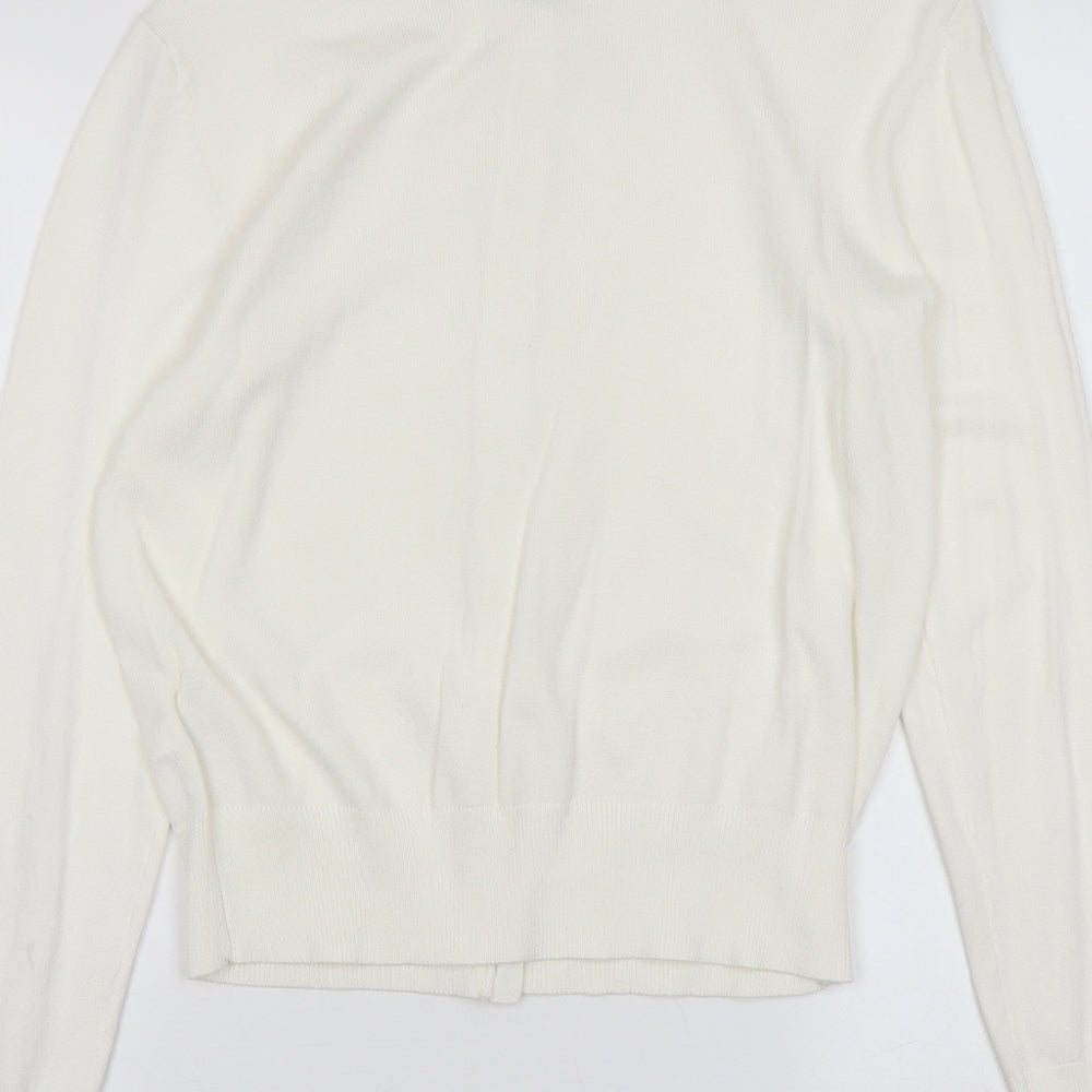 H&M Womens Ivory Boat Neck Viscose Cardigan Jumper Size L
