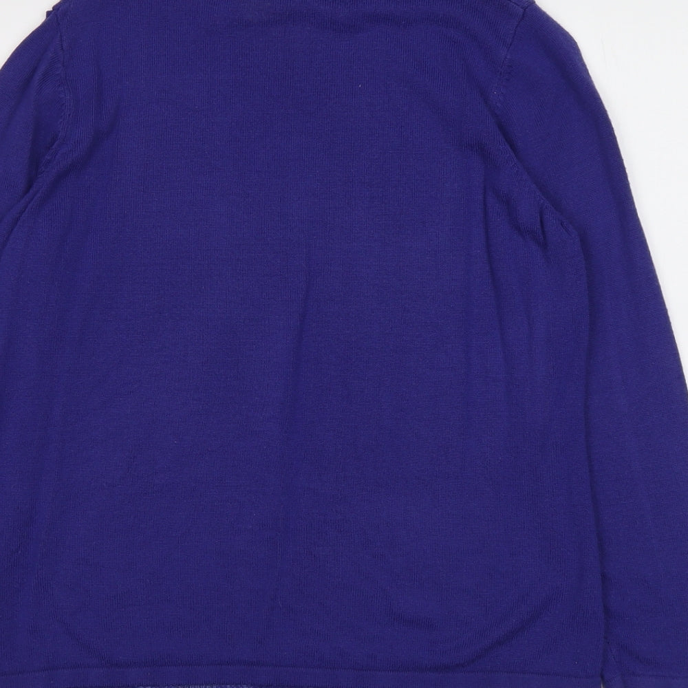 Bonmarché Womens Blue Round Neck Acrylic Pullover Jumper Size M