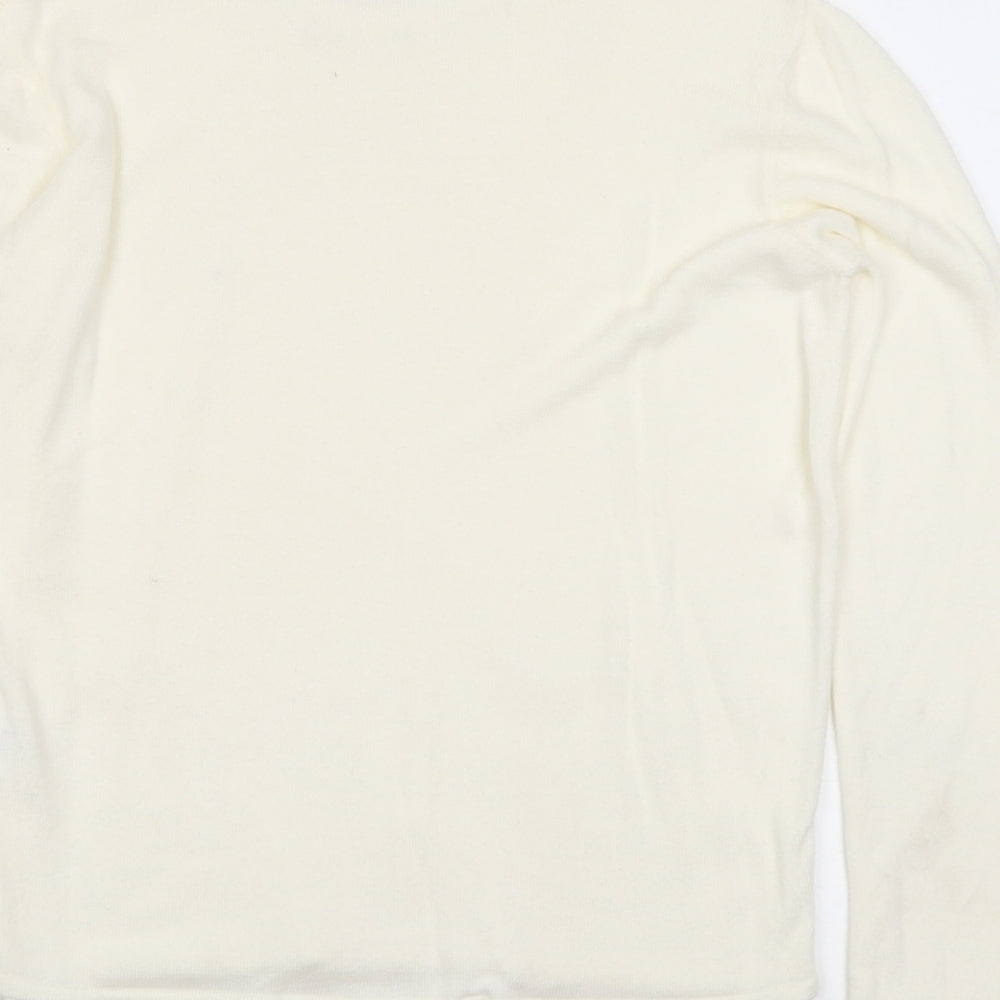 Pure&Natural Womens Ivory Round Neck Acrylic Pullover Jumper Size 14
