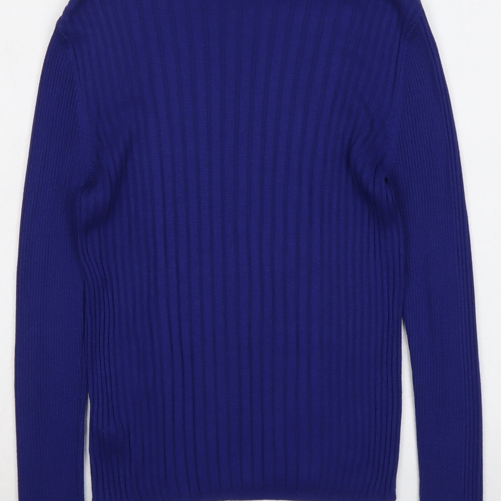Cooperative Womens Blue Roll Neck Viscose Pullover Jumper Size M