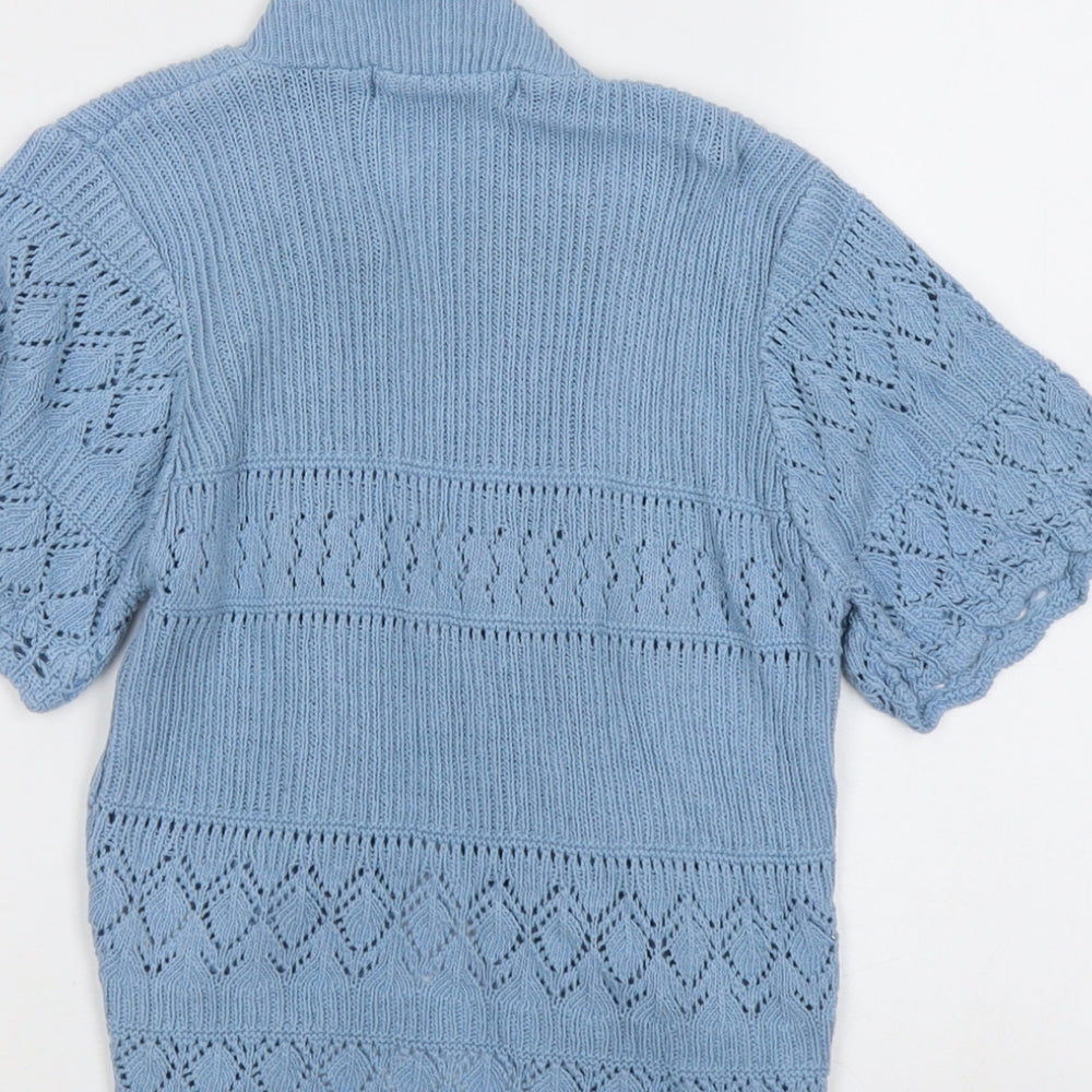 Pure&Natural Womens Blue V-Neck Cotton Cardigan Jumper Size M