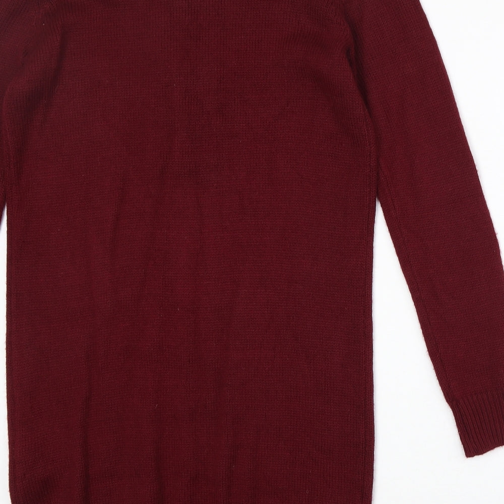 FOREVER 21 Womens Red V-Neck Acrylic Pullover Jumper Size S