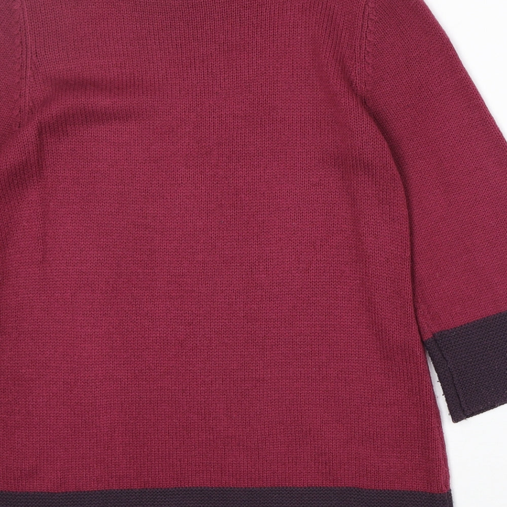H&M Womens Pink Round Neck Geometric Acrylic Pullover Jumper Size S
