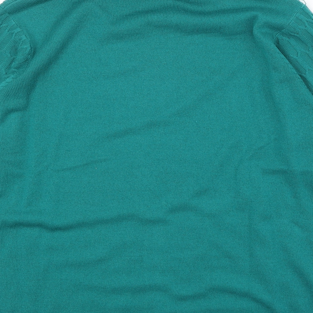 EWM Womens Green Roll Neck Acrylic Pullover Jumper Size L