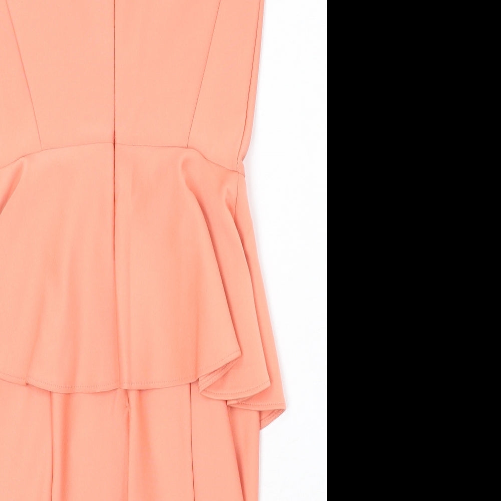 Topshop Womens Pink Polyester A-Line Size 10 Round Neck Zip