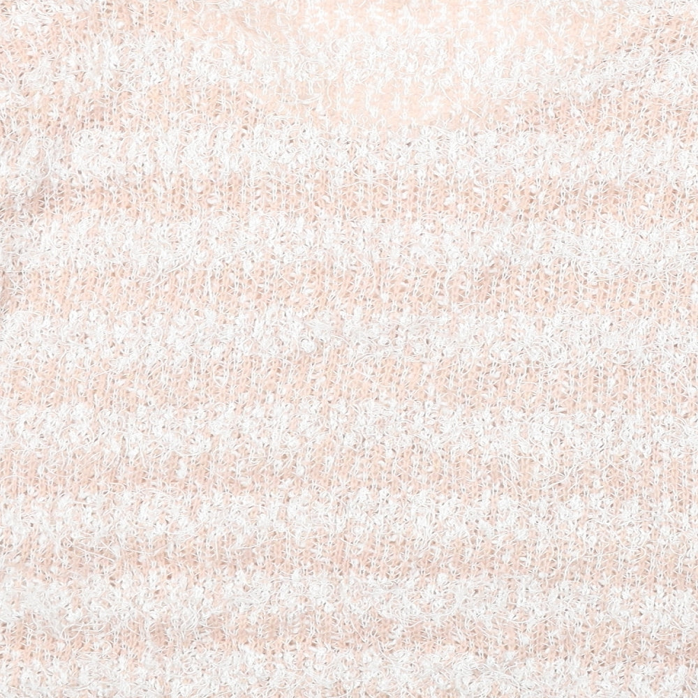 H&M Womens Pink Scoop Neck Striped Polyester Pullover Jumper Size S