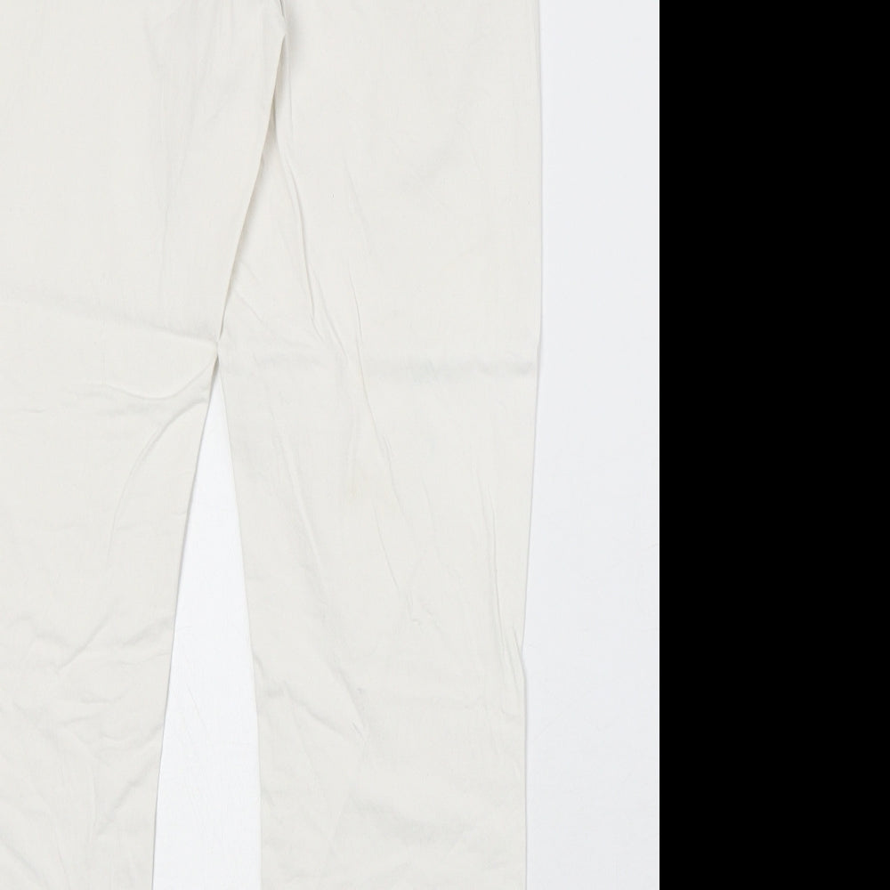 Lindex Womens White Cotton Straight Jeans Size 8 Regular Zip