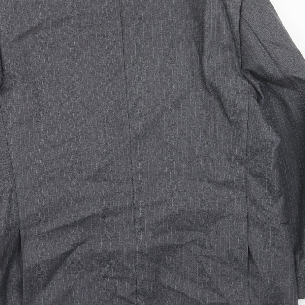 Barney Goodman Mens Grey Striped Polyester Jacket Suit Jacket Size 40 Regular