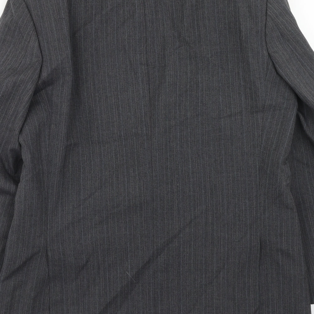 Marks & Spencer Mens Grey Striped Polyester Jacket Suit Jacket Size 40 Regular