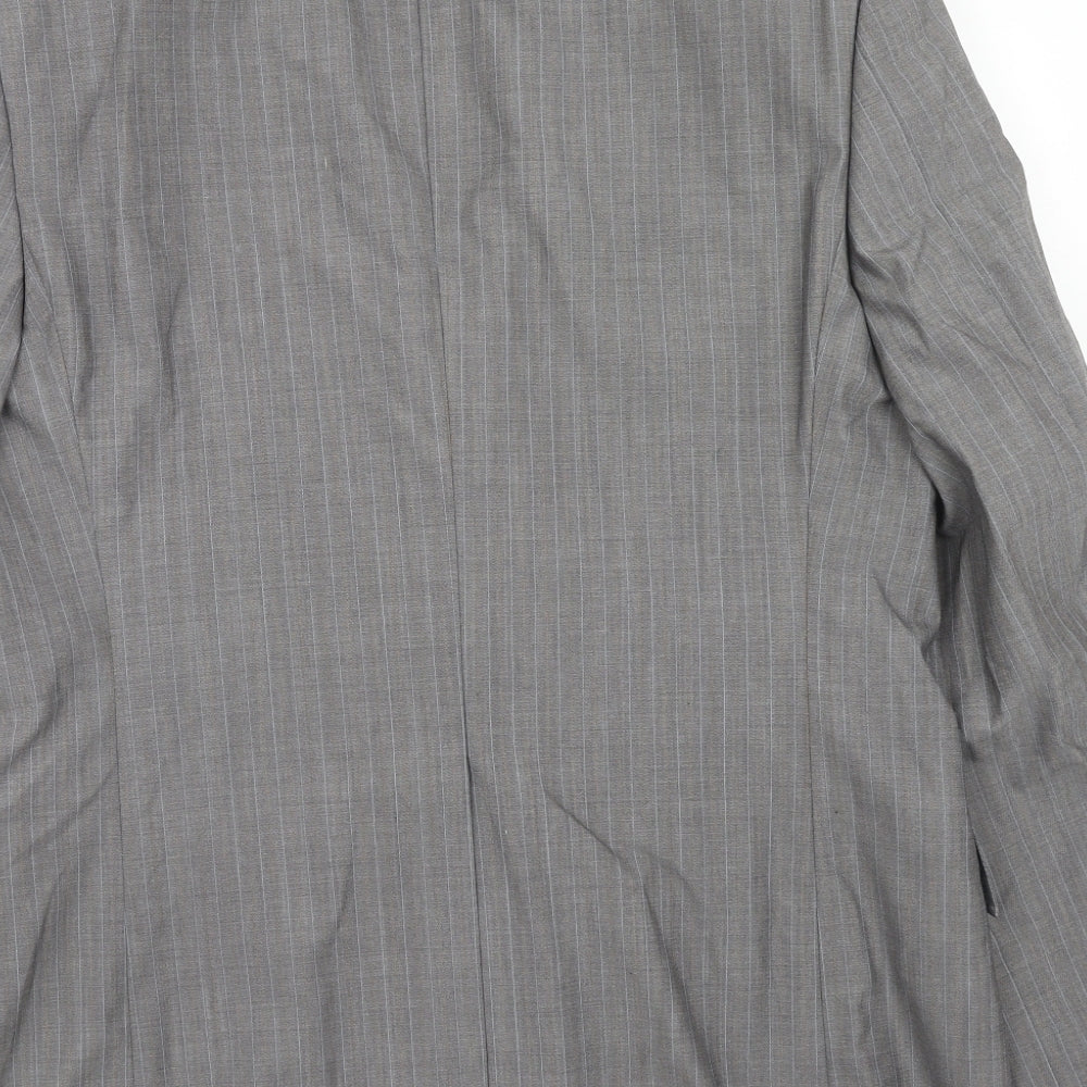 Linea Mens Grey Striped Wool Jacket Suit Jacket Size 42 Regular