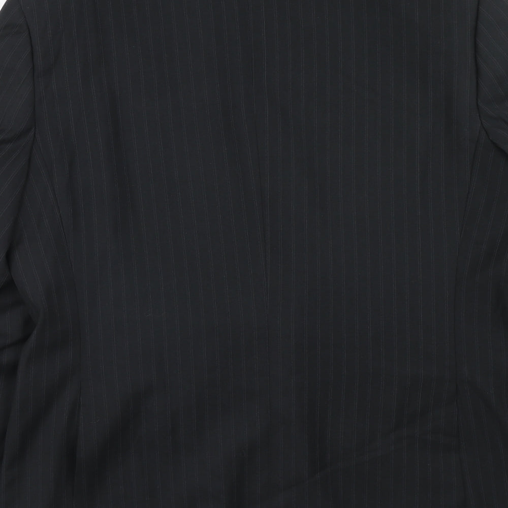 George Mens Black Striped Polyester Jacket Suit Jacket Size 42 Regular