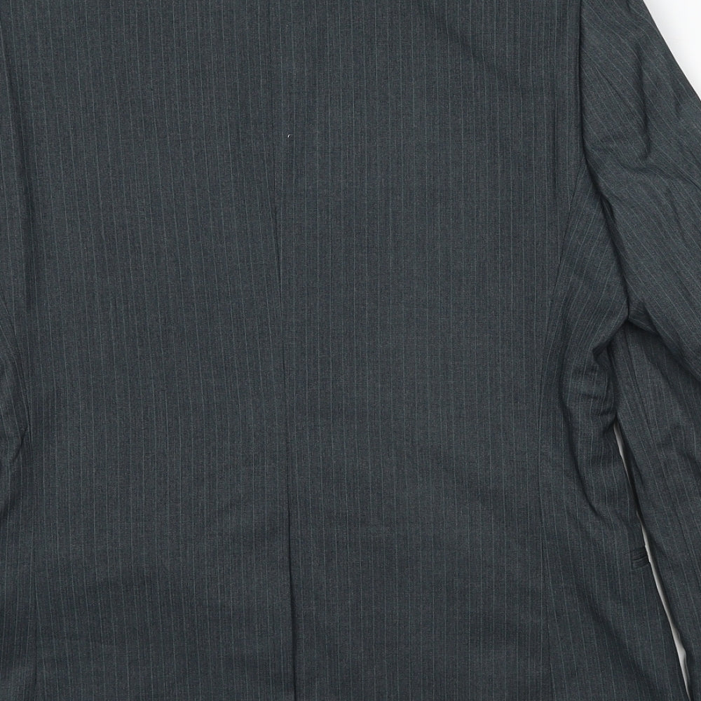 Butler & Webb Mens Grey Striped Polyester Jacket Suit Jacket Size 36 Regular