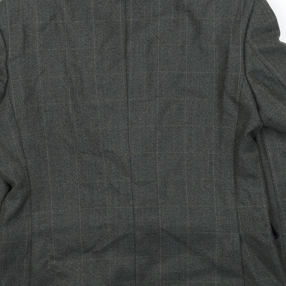 Preworn Mens Green Check Polyester Jacket Suit Jacket Size 40 Regular