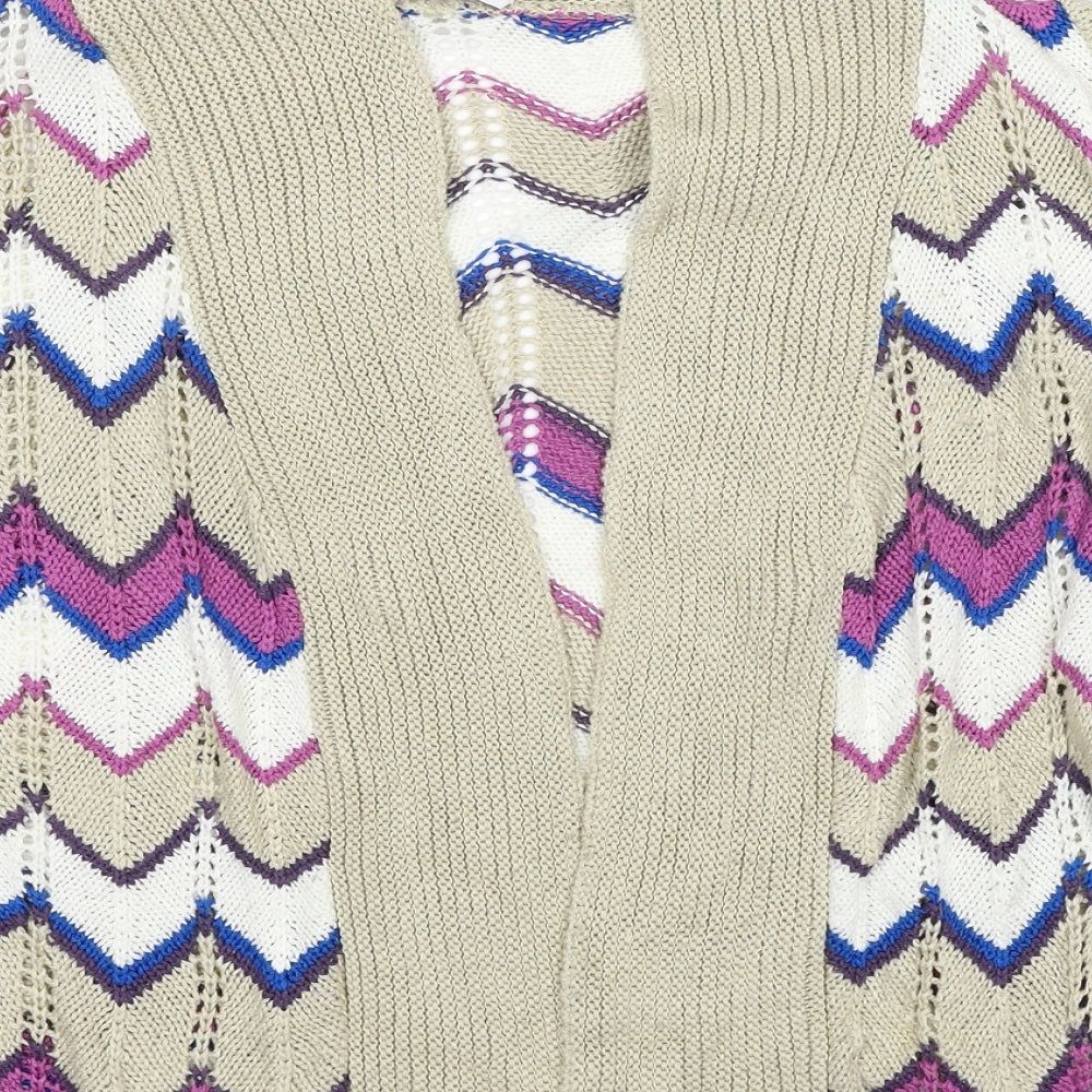 Damart Womens Multicoloured V-Neck Geometric Acrylic Cardigan Jumper Size 10 - Size 10-12