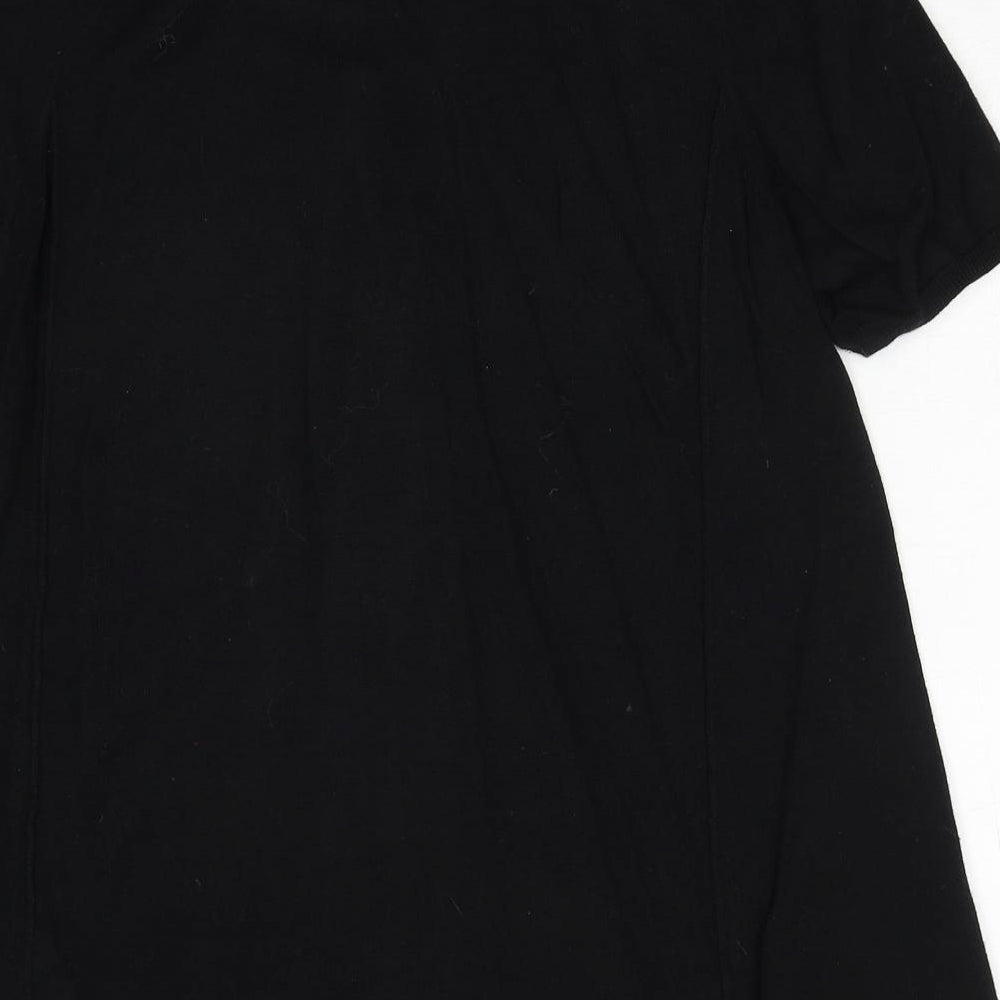 HWR Womens Black Cotton Basic Blouse Size M Round Neck