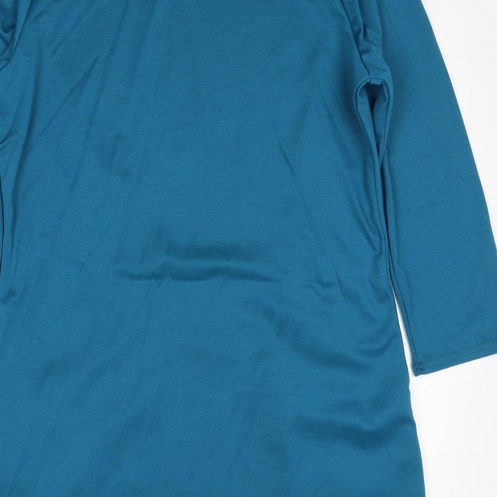 Stock Shop Womens Blue Polyester A-Line Size M Round Neck Pullover