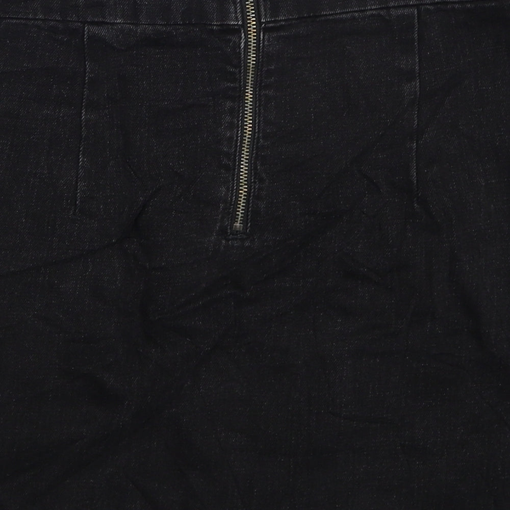 Topshop Womens Black Cotton A-Line Skirt Size 26 in Zip