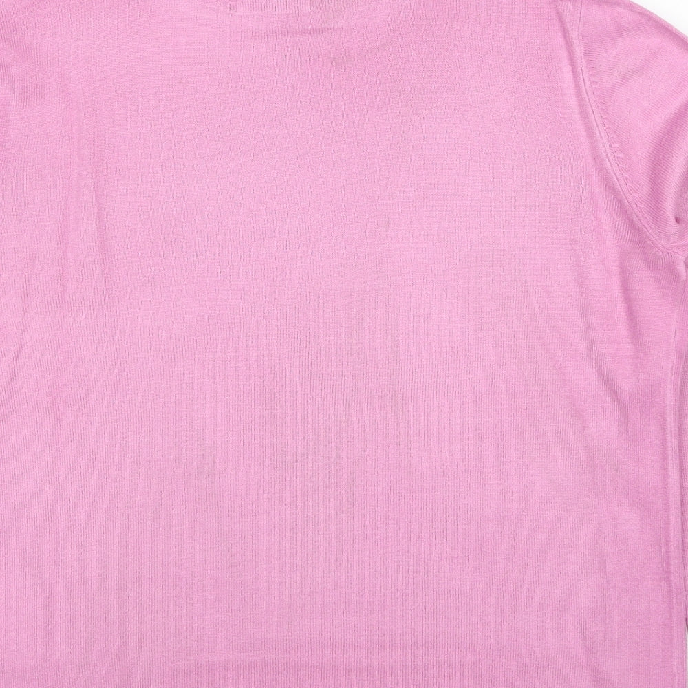 Bonmarché Womens Pink Round Neck Acrylic Pullover Jumper Size S