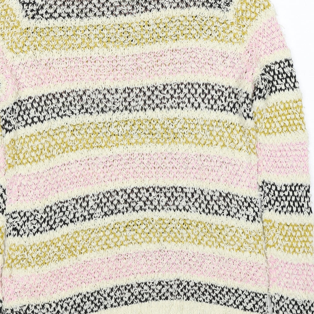 NEXT Womens Multicoloured Round Neck Striped Cotton Pullover Jumper Size S