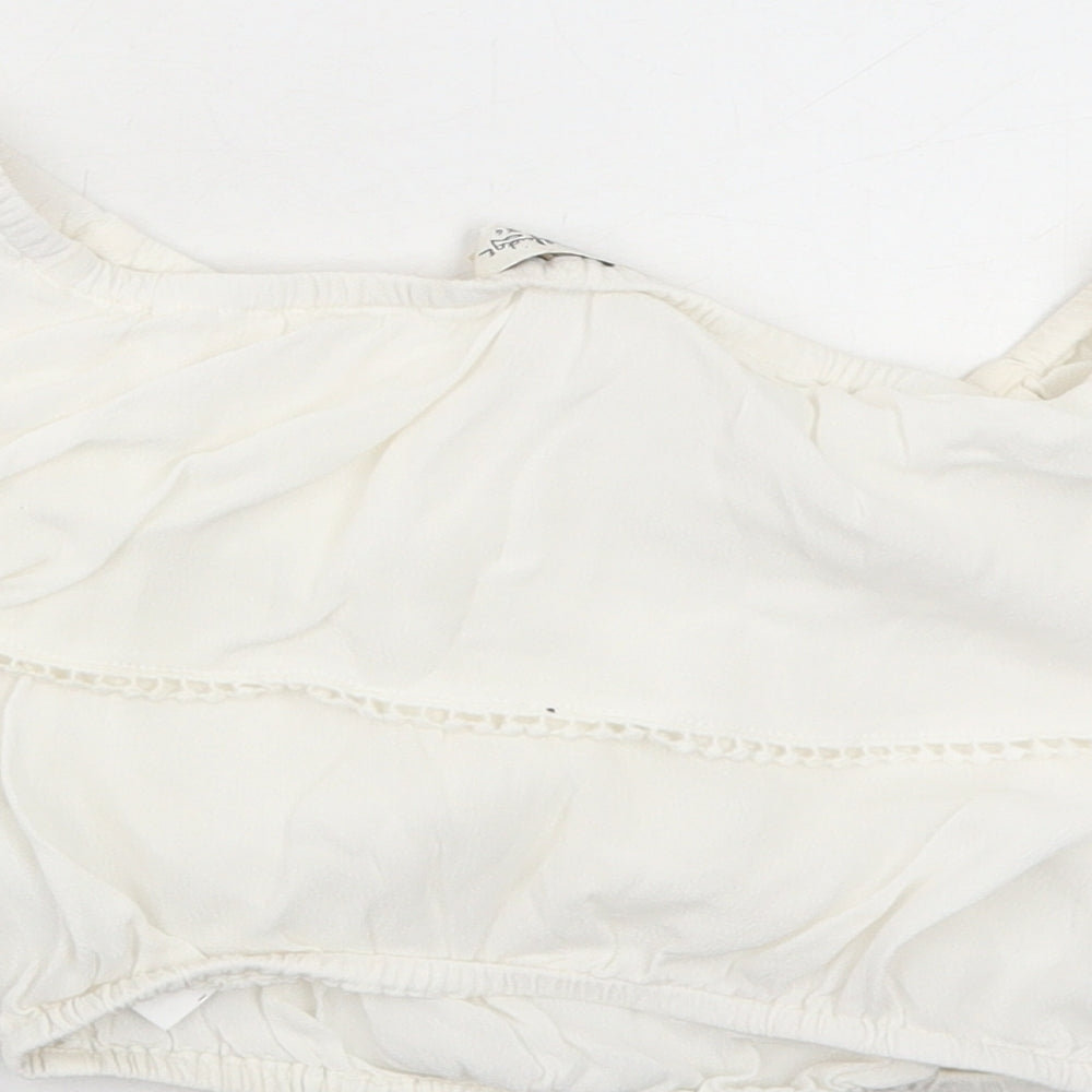 Miss Selfridge Womens White Viscose Cropped Blouse Size 6 Off the Shoulder