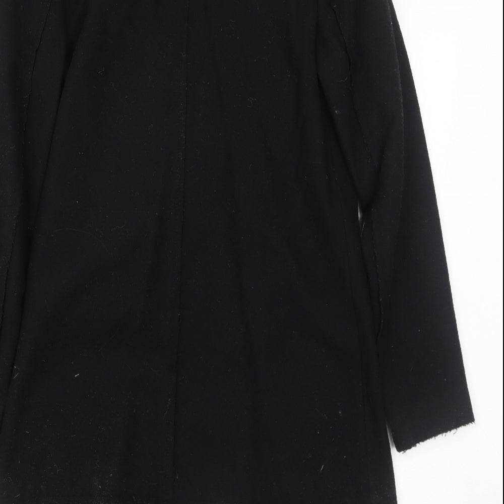 H&M Womens Black Overcoat Coat Size 10 Button