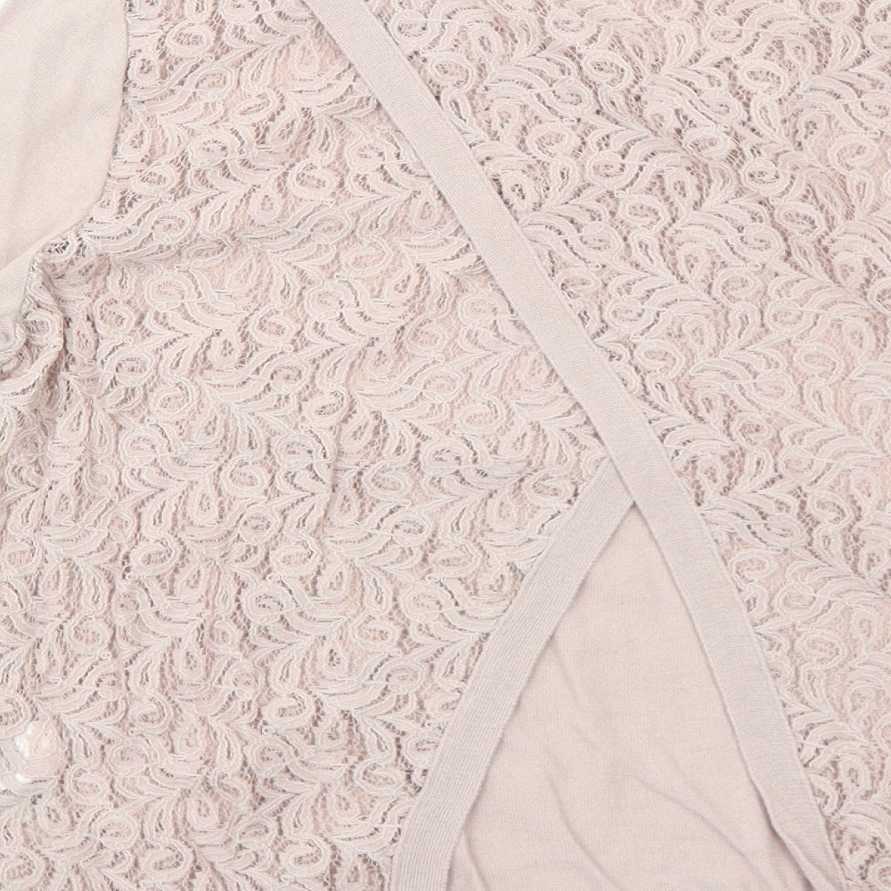 NEXT Womens Pink Round Neck Cotton Pullover Jumper Size 12 - Lace Details on Back