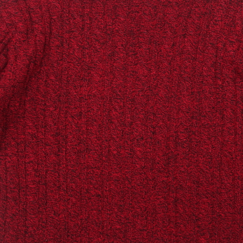 Choice Womens Red Round Neck Geometric Polyester Pullover Jumper Size S