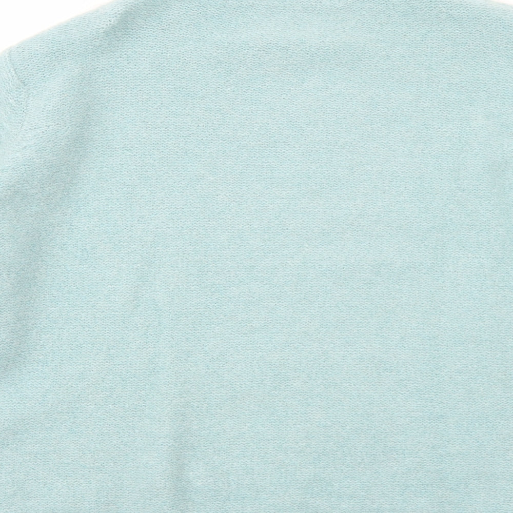 EWM Womens Blue Mock Neck Acrylic Pullover Jumper Size XL