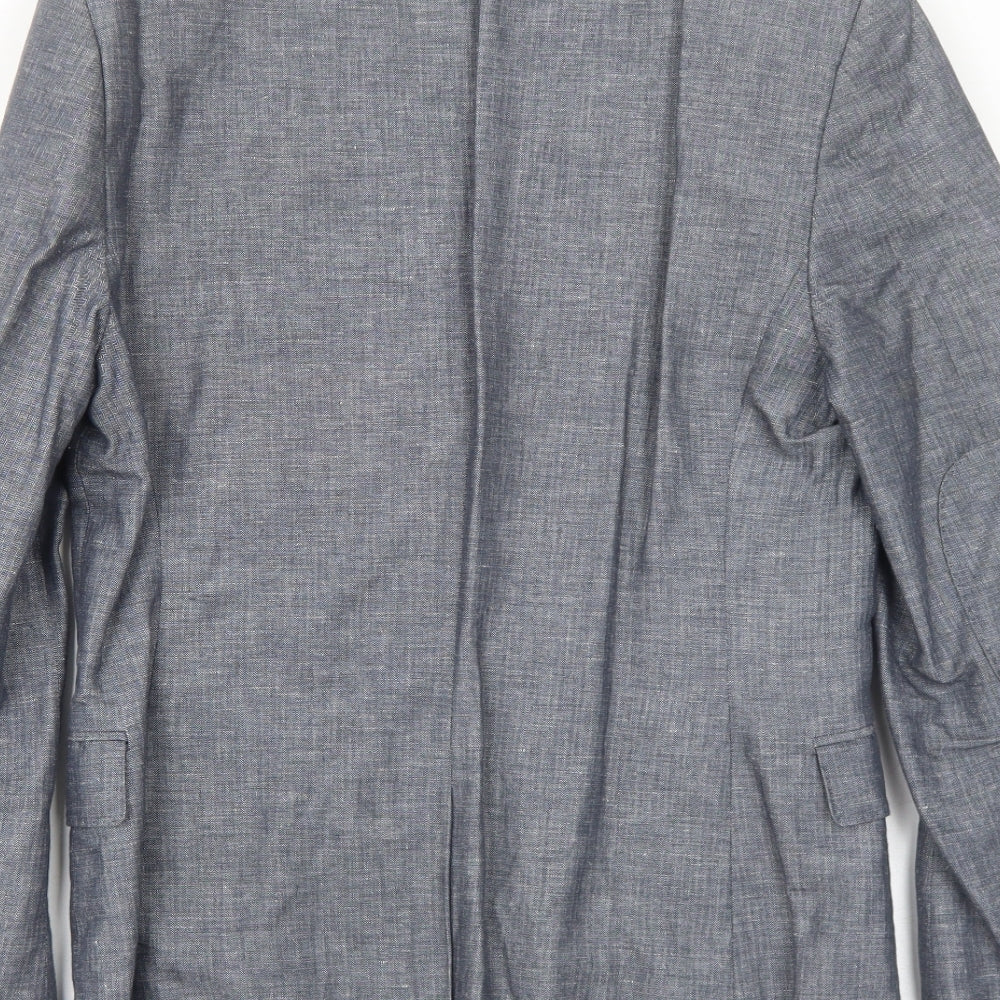 H&M Mens Blue Polyester Jacket Suit Jacket Size 36 Regular