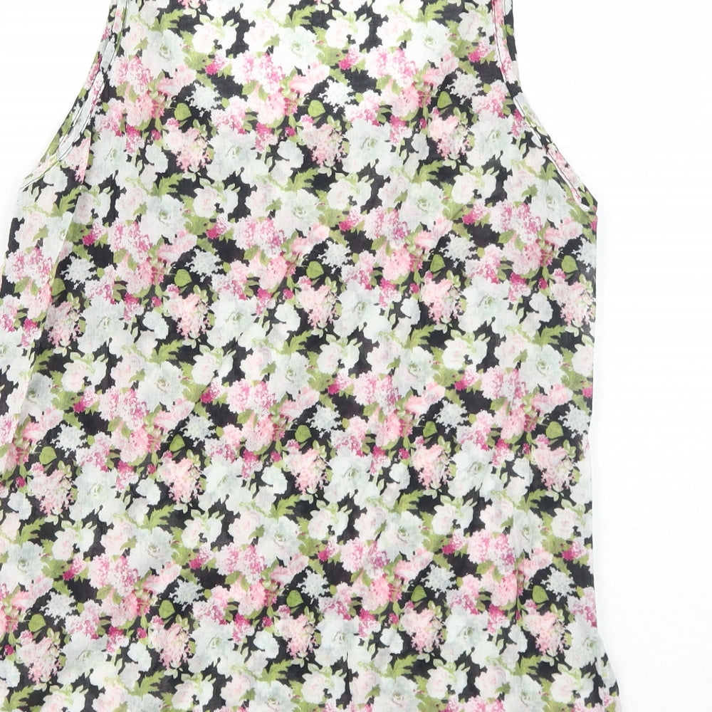 Zara Womens Multicoloured Floral Polyester Basic Tank Size M Scoop Neck