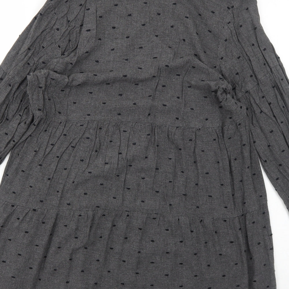 Zara Womens Grey Polka Dot Viscose A-Line Size S V-Neck Pullover