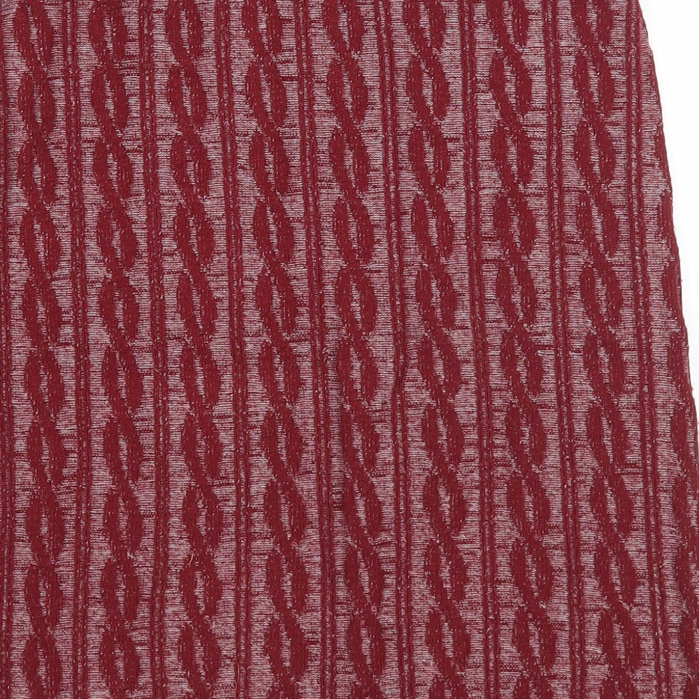 Boohoo Womens Red Geometric Acrylic A-Line Skirt Size M