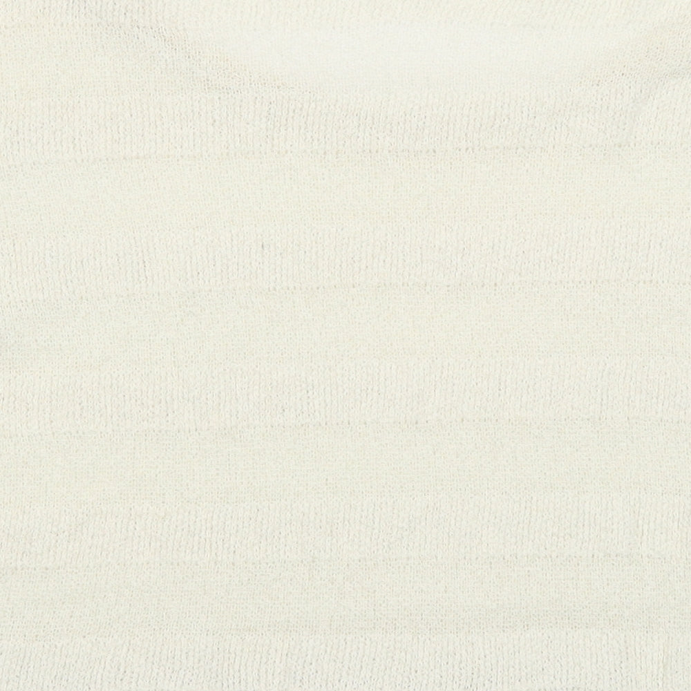 Doublefocus Womens White Round Neck Acrylic Pullover Jumper Size M